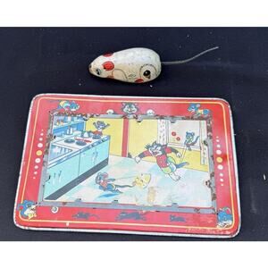 Vintage Lucky Mouse (Tom & Jerry) Wind Up Tin Toy By LTI Tin Toy -TO2